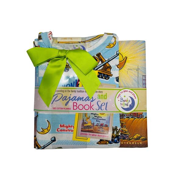 NWT Books to Bed 6X/7 Mighty, Mighty Construction Site Pajamas & Book Set - Picture 1 of 2